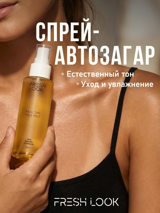 FRESH LOOK Спрей-автозагар для лица REAL TAN FACE MIST, 110 мл - 