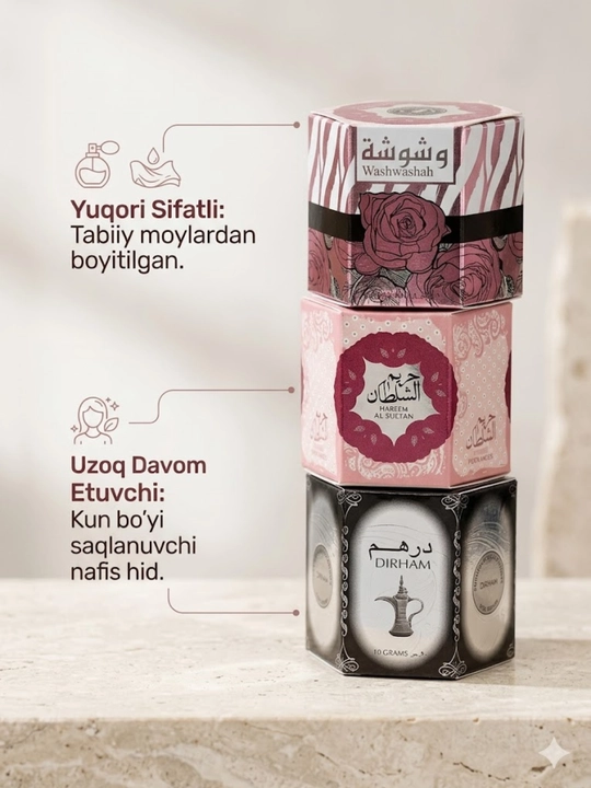 Sharqona Jilo: 3 xil turdagi xushbo‘y vazelinlar jamlanmasi - 