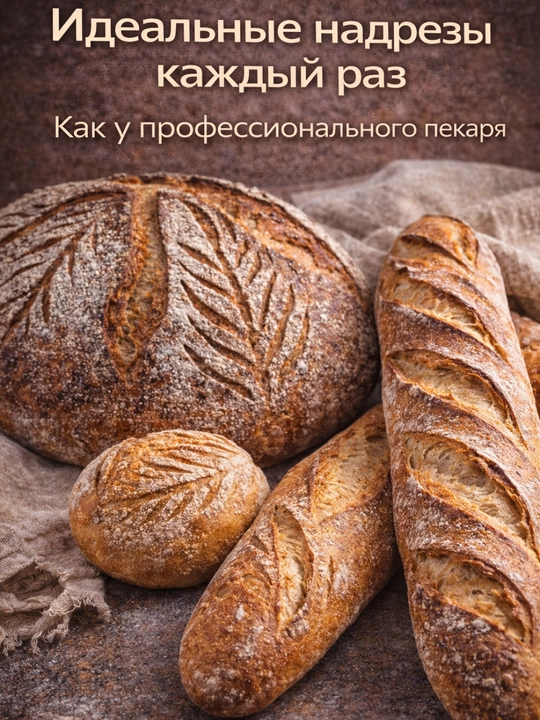 Пекарский нож ламе для хлеба, теста, выпечки, со сменными лезвиями для нанесения надрезов