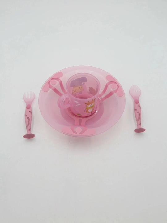 Bolalar so'rg'ichli idishlar to'plam (pushti rang) BYTPLAST 431332205 200+400ml 4 dona 1x8