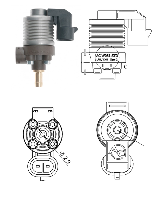 STAG AC W031-4 gaz forsunkalari (LPG/CNG) 4 silindr uchun, Polsha