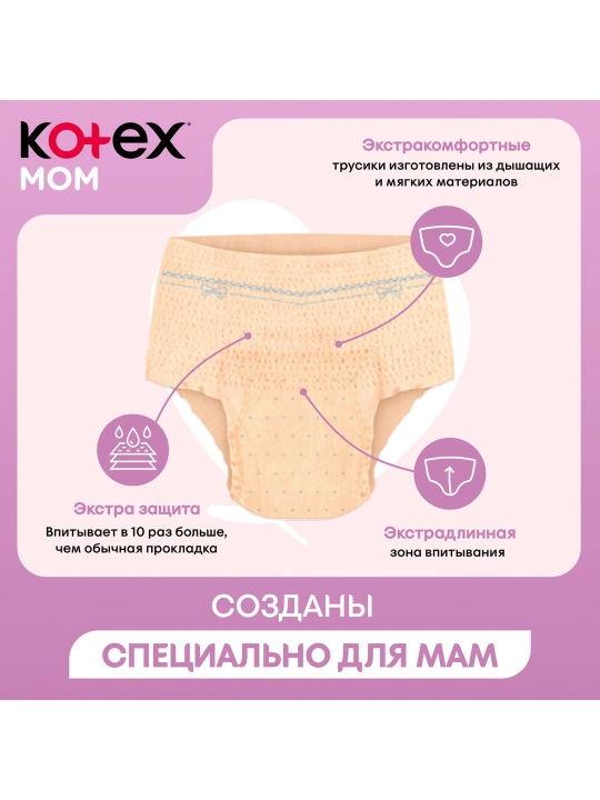 Kotex tug'ruqdan keyingi bir martalik onalar uchun trusiklari,  S/M