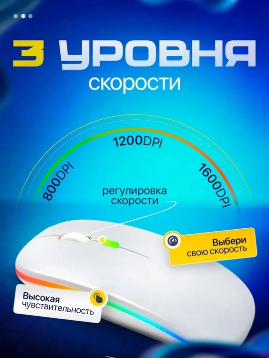 Simsiz kompyuter sichqoncha, RGB yoritgich bilan, shovqinsiz, Type-C orqali zaryadlash