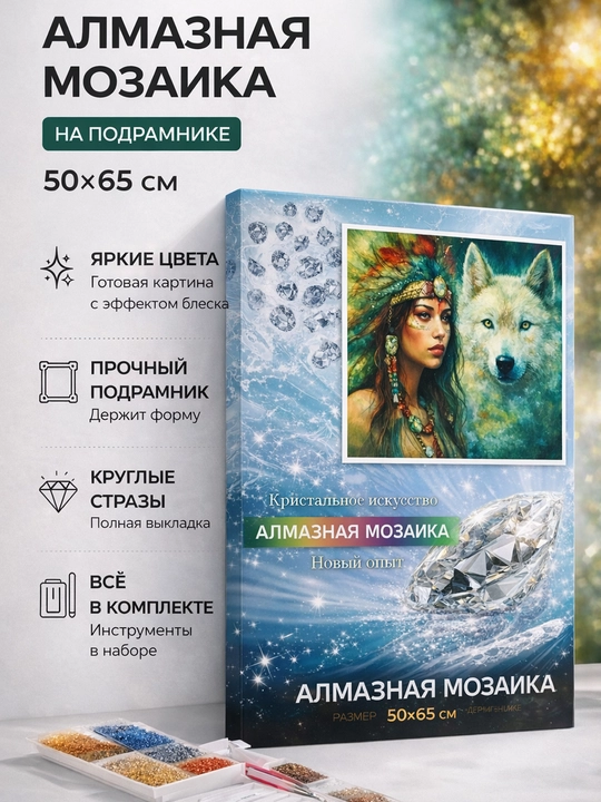 Bo‘ri qiz - 65×50 sm olmos mozaika paketi