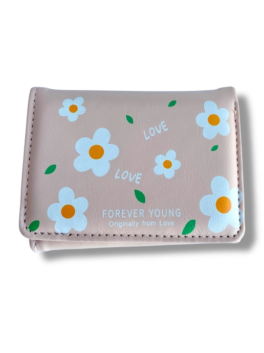Компактный женский кошелек "Forever Young" с цветочным принтом, 11x8 см - 