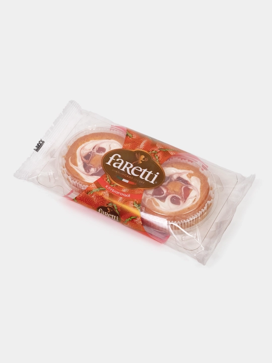 Итальянский десерт Faretti Клубничный, бисквитный пирог, 2 шт - 