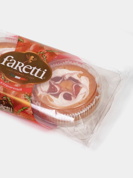 Faretti "Klubnichniy" deserti, biskvitli tort,  shirinlik, 2 dona