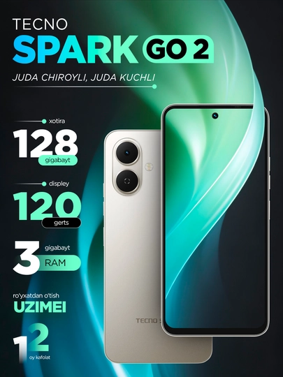 Смартфон Tecno Spark Go 2, экран 6.67″ 120 Гц, батарея 5000 mAh, Android 15 — MOUTLET-TECNOSPARKGO2-СЕРМЕТ-sg3/128