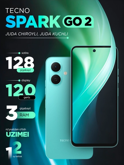 Смартфон Tecno Spark Go 2, экран 6.67″ 120 Гц, батарея 5000 mAh, Android 15 — MOUTLET-TECNOSPARKGO2-МЯТН-sg3/64