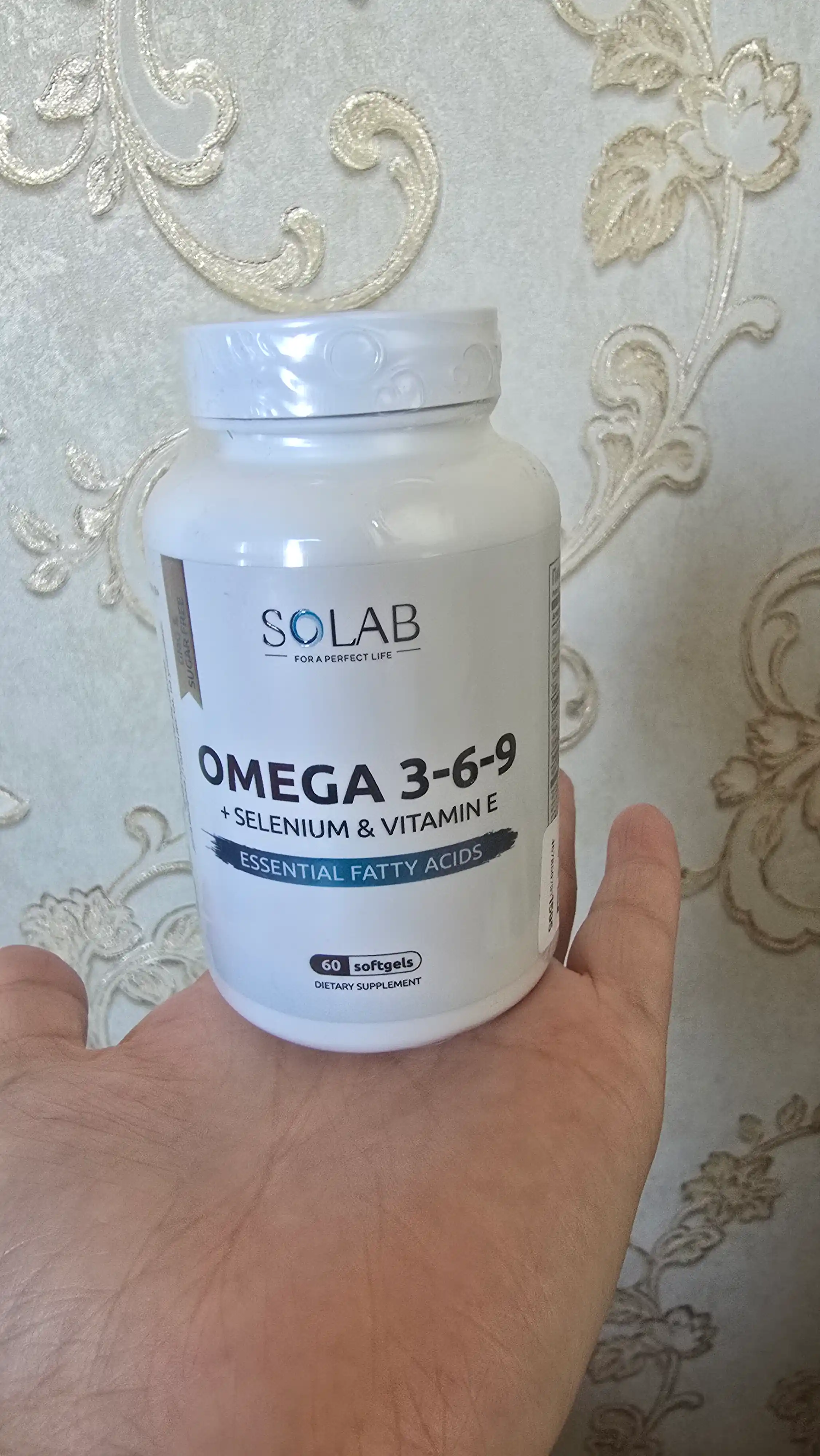 Omega 3-6-9, SOLAB, Selen va E vitamini bilan, 60 kapsula