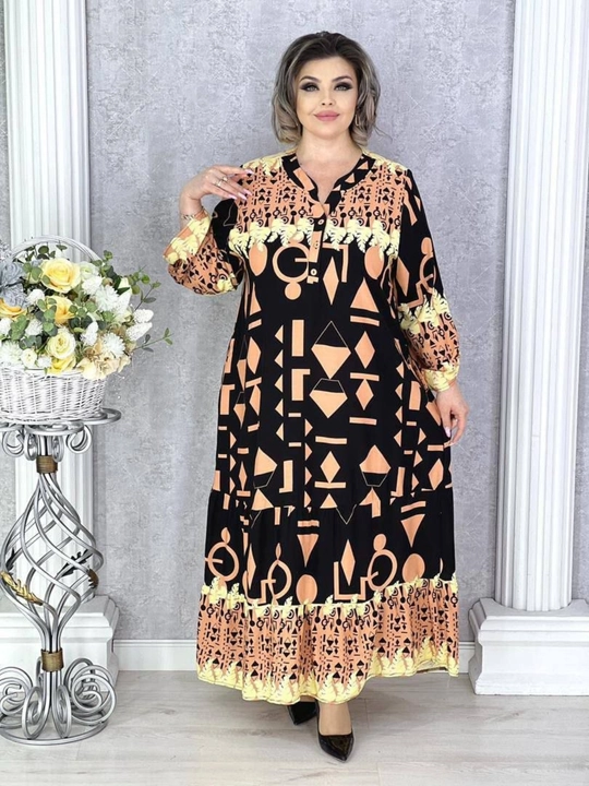 Женское платье больших размеров, оверсайз, хлопковое, длинное - 