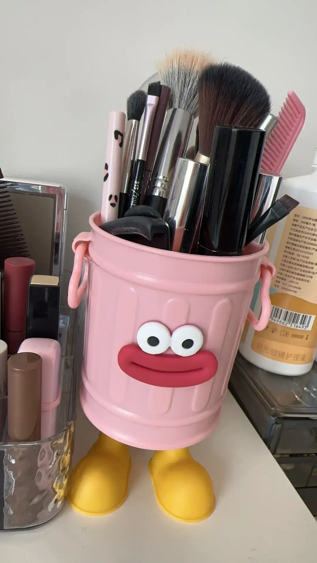 Qalam, ruchka va kosmetika uchun kreativ stol usti organyayzeri, plastik idish