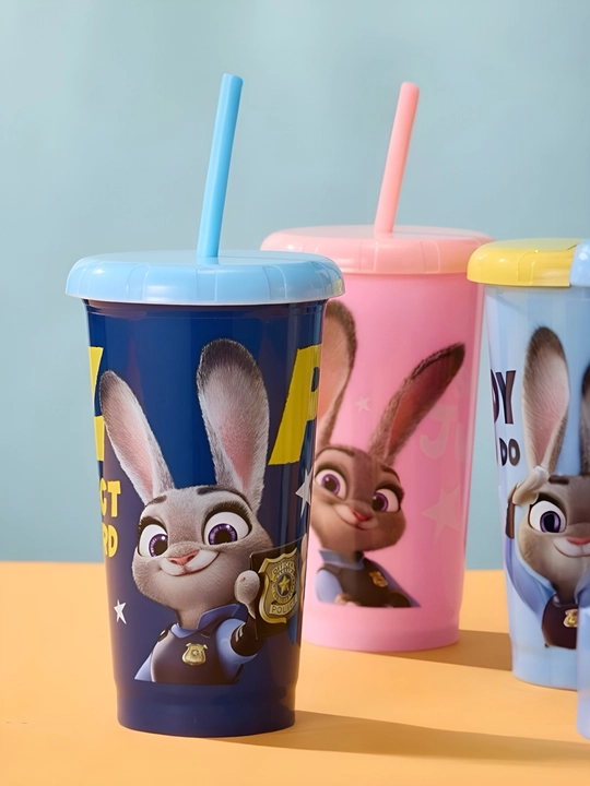 Детские пластиковые стаканы 4 шт с крышкой и трубочкой Judy, Nick, My Melody Barbie
