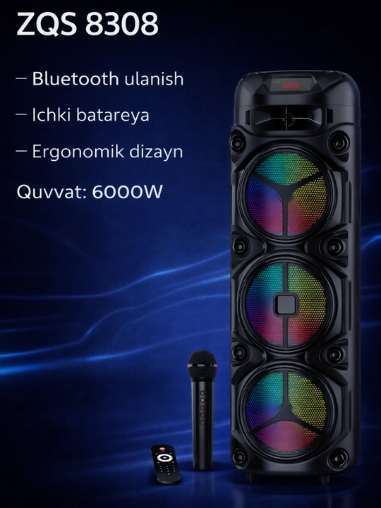 Портативная колонка, беспроводное Bluetooth-караоке, с микрофоном, пультом дистанционного управления - 