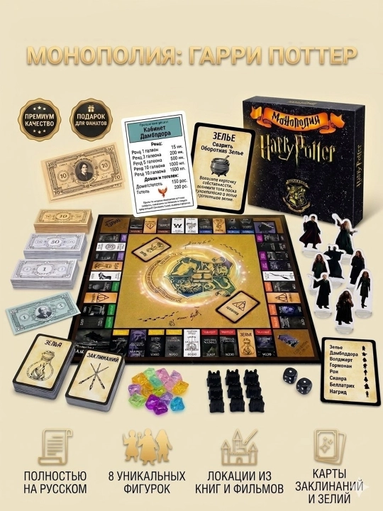 Настольная игра Монополия Гарри Поттер: Коллекционное издание по миру Harry Potter