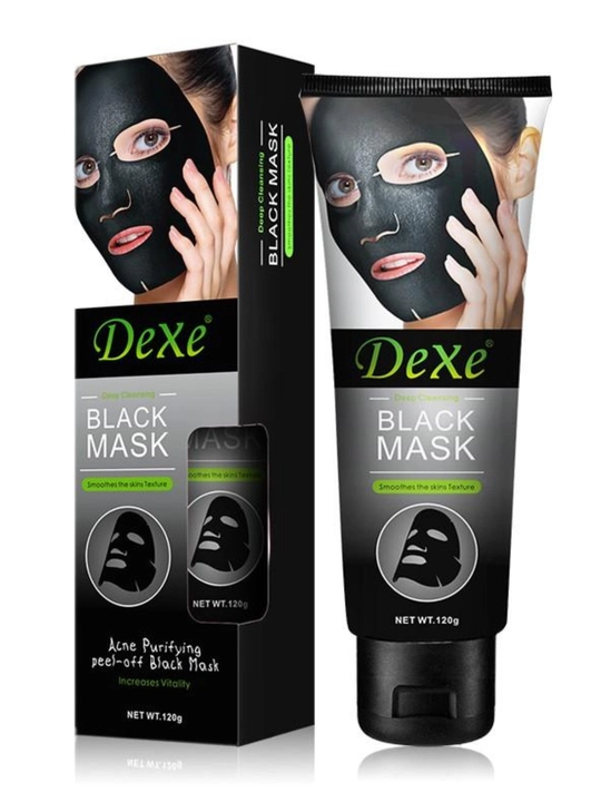 Dexe Black Charcoal Mask – 120 g, qora niqob terini chuqur tozalash va oqartirish uchun