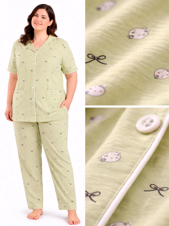 Katta o‘lchamli, uyda ham, uxlash uchun ham qulay pijama, standart (54, 56, 58, 60)