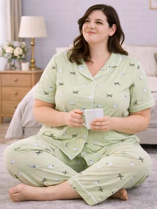Katta o‘lchamli, uyda ham, uxlash uchun ham qulay pijama, standart (54, 56, 58, 60)