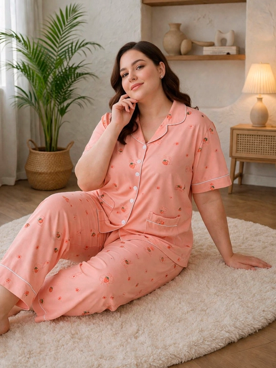 Katta o‘lchamli, uyda ham, uxlash uchun ham qulay pijama, standart (54, 56, 58, 60)