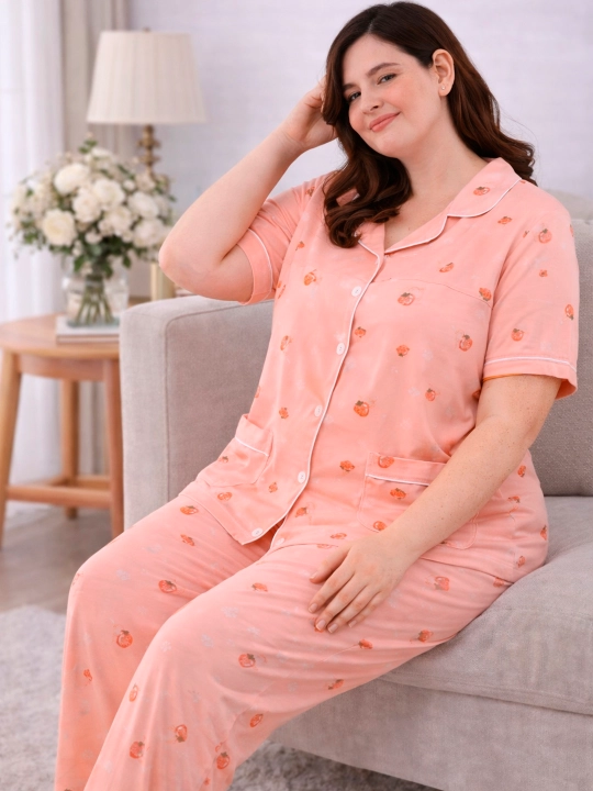 Katta o‘lchamli, uyda ham, uxlash uchun ham qulay pijama, standart (54, 56, 58, 60)