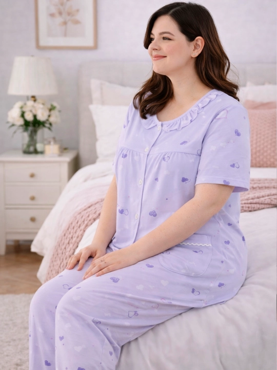 Katta o‘lchamli, uyda ham, uxlash uchun ham qulay pijama, standart (54, 56, 58, 60)