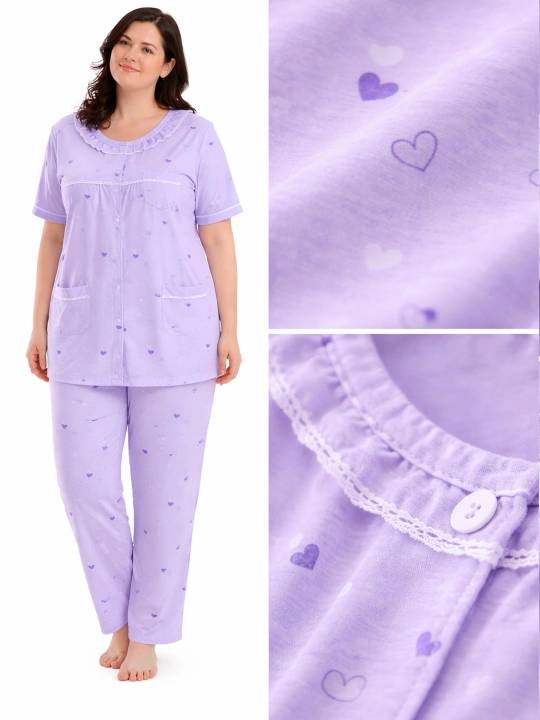Katta o‘lchamli, uyda ham, uxlash uchun ham qulay pijama, standart (54, 56, 58, 60)