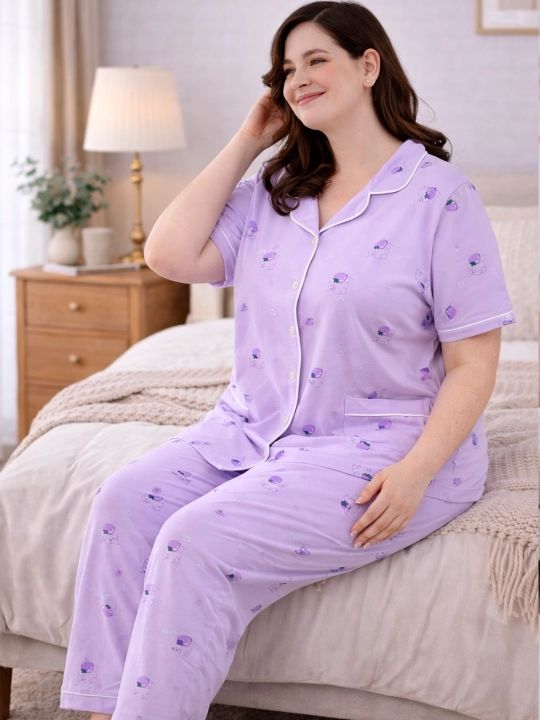 Katta o‘lchamli, uyda ham, uxlash uchun ham qulay pijama, standart (54, 56, 58, 60)