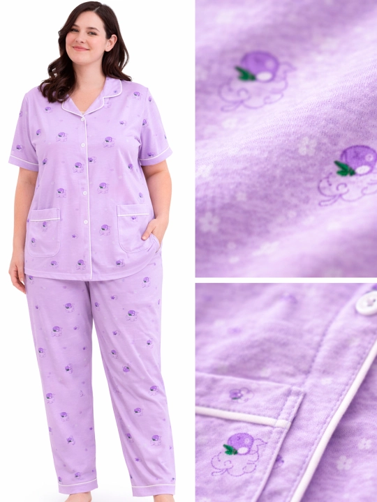 Katta o‘lchamli, uyda ham, uxlash uchun ham qulay pijama, standart (54, 56, 58, 60)