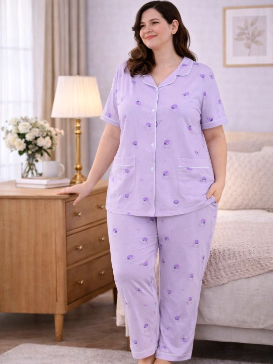 Katta o‘lchamli, uyda ham, uxlash uchun ham qulay pijama, standart (54, 56, 58, 60)