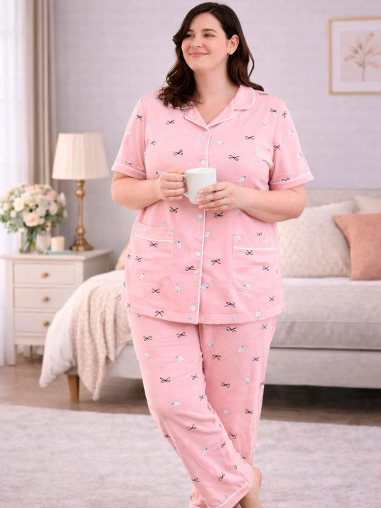 Katta o‘lchamli, uyda ham, uxlash uchun ham qulay pijama, standart (54, 56, 58, 60)
