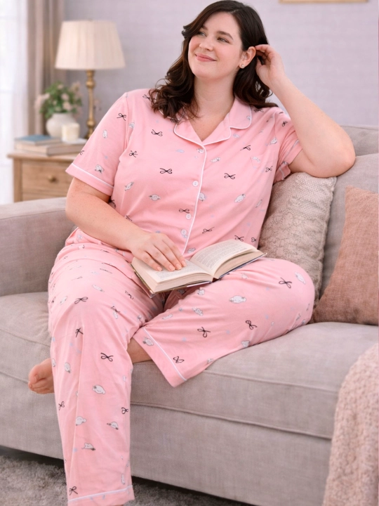 Katta o‘lchamli, uyda ham, uxlash uchun ham qulay pijama, standart (54, 56, 58, 60)