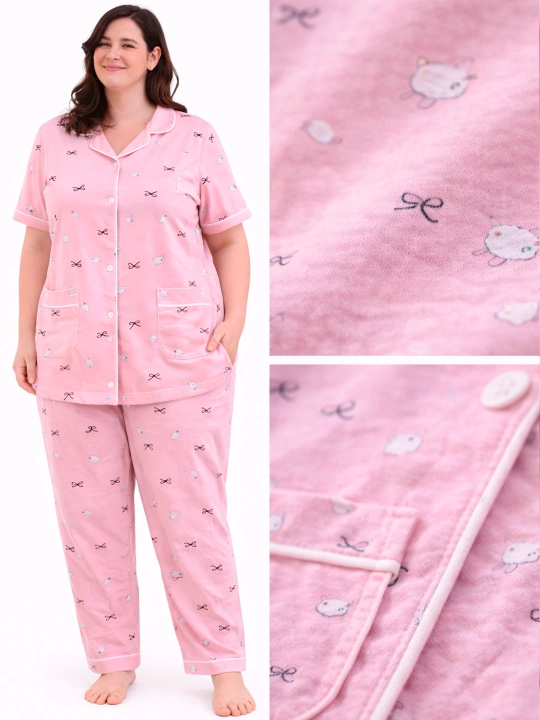 Katta o‘lchamli, uyda ham, uxlash uchun ham qulay pijama, standart (54, 56, 58, 60)