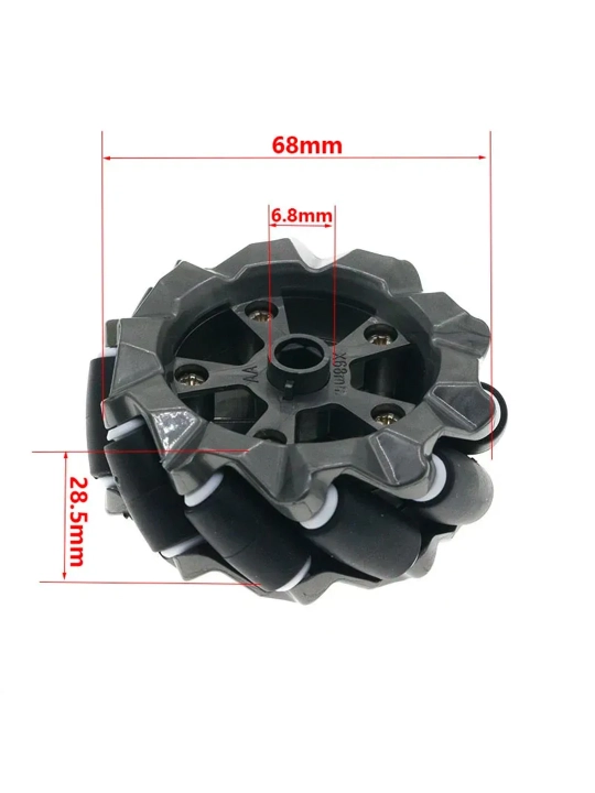 Mekanum g'ildiraklar to'plami 1 juft (L+R), robot texnikasi uchun, 52mm / 58mm / 68mm