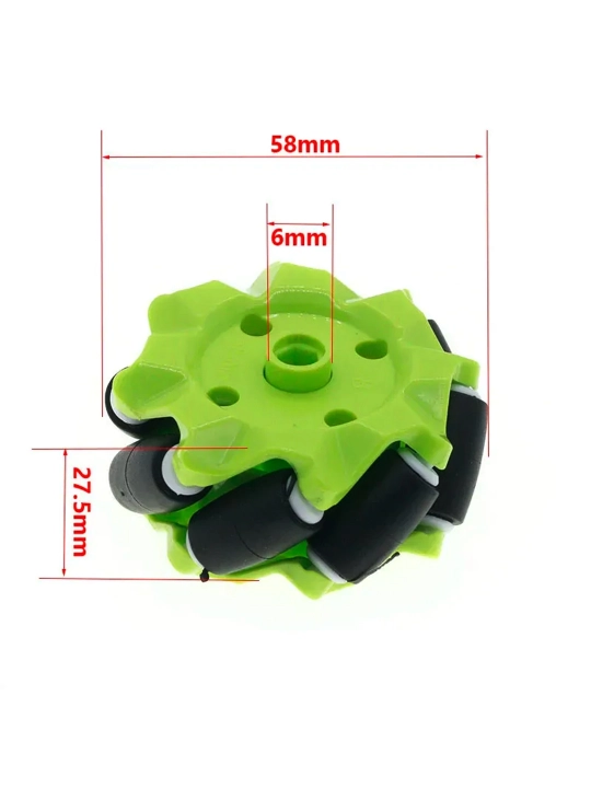 Mekanum g'ildiraklar to'plami 1 juft (L+R), robot texnikasi uchun, 52mm / 58mm / 68mm