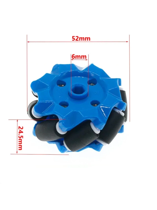 Mekanum g'ildiraklar to'plami 1 juft (L+R), robot texnikasi uchun, 52mm / 58mm / 68mm