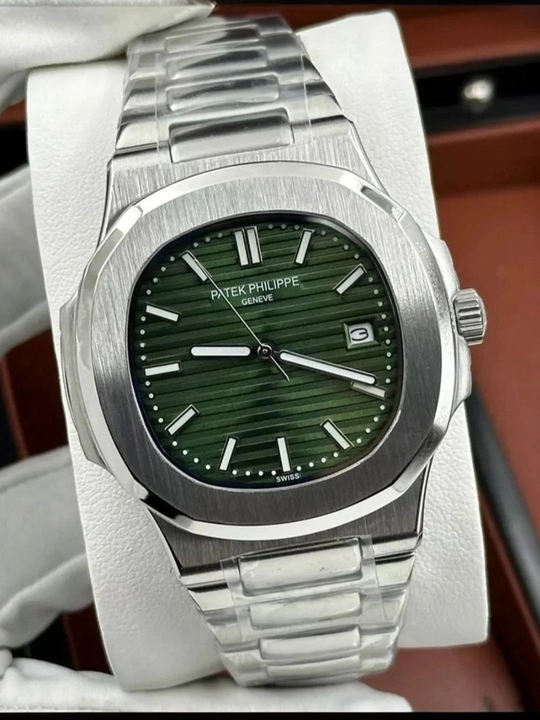 Patek Philippe Nautilus erkaklar uchun po‘lat soat, qora siferblat - 