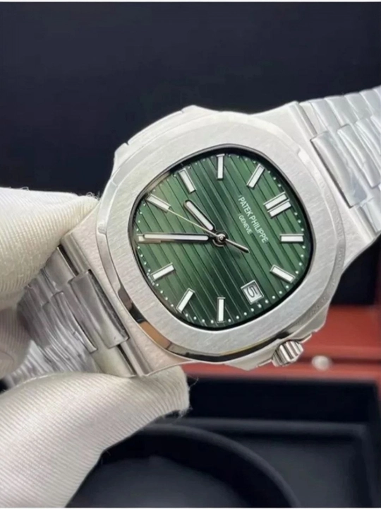 Patek Philippe Nautilus мужские премиальные часы из стали с черным циферблатом