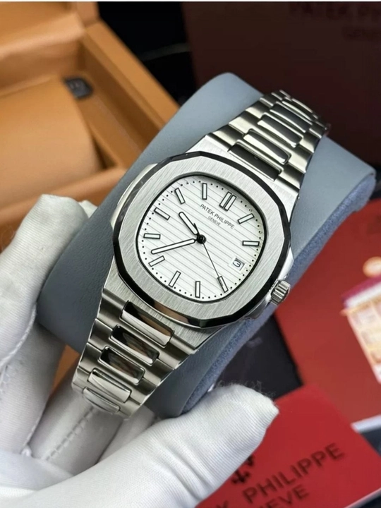 Patek Philippe Nautilus erkaklar uchun po‘lat soat, qora siferblat - 