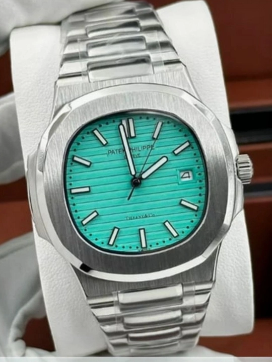 Patek Philippe Nautilus erkaklar uchun po‘lat soat, qora siferblat - 