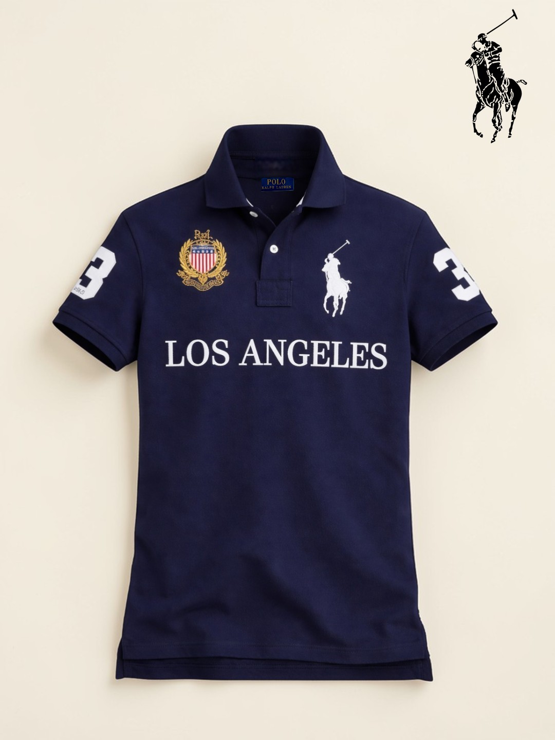 Chicago Los Angeles yozuvi bilan polo futbolka erkaklar uchun — Old Money uslubida casual - 