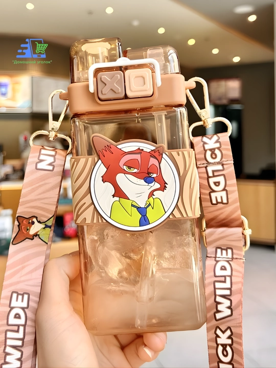 Zveropolis bolalar suv idishi somoncha va tasma bilan, Judy Hopps va Nick Wilde, 600 ml