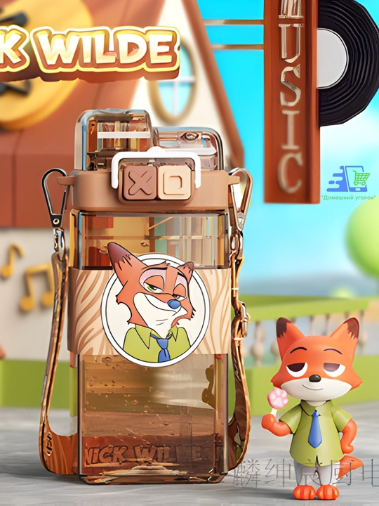 Zveropolis bolalar suv idishi somoncha va tasma bilan, Judy Hopps va Nick Wilde, 600 ml