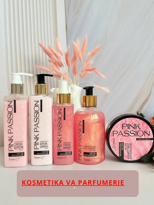 "Pink Passion" lineykasi, skrab, gel, sprey, loson bilan kompleks tana parvarishi
