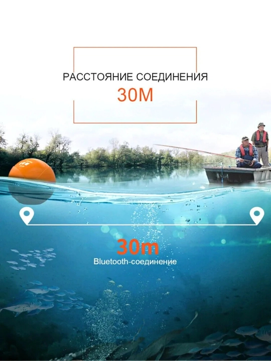 Baliq ovlash uchun simsiz exolot, baliq  qdiruvchisi, telfonga ulanadi valiqni ko'rsatadi