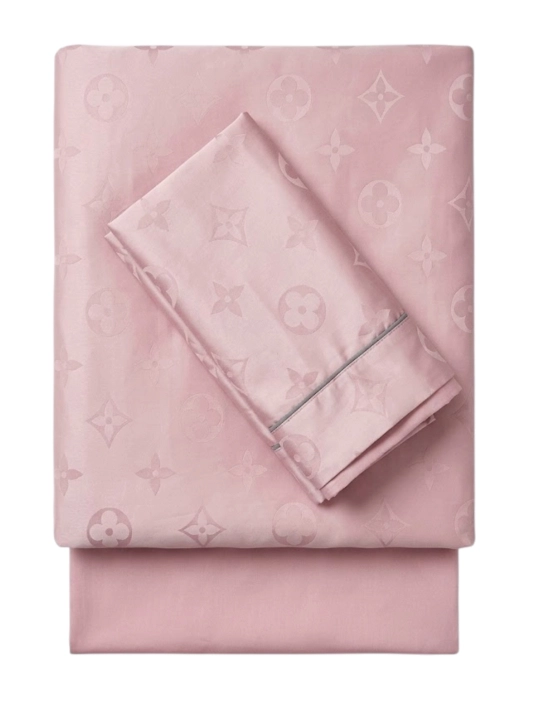 Комплект постельного белья, узор Louis Vuitton, шелк и хлопок, двуспальная простыня
