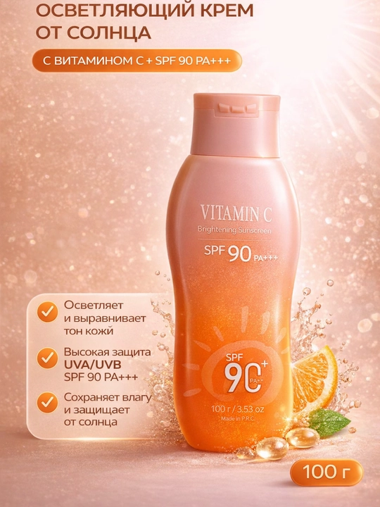 Vitamin C SPF 90 krem, yuz va tana, namlovchi va quyoshdan himoya, 100 ml - 