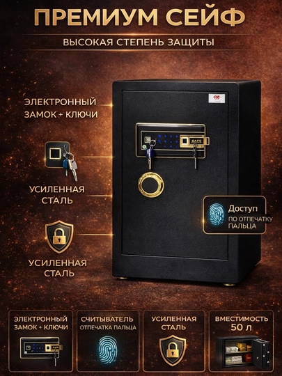 Электронный цифровой сейф с отпечаткой — ULTECOR-SEYF0011-Seyf015