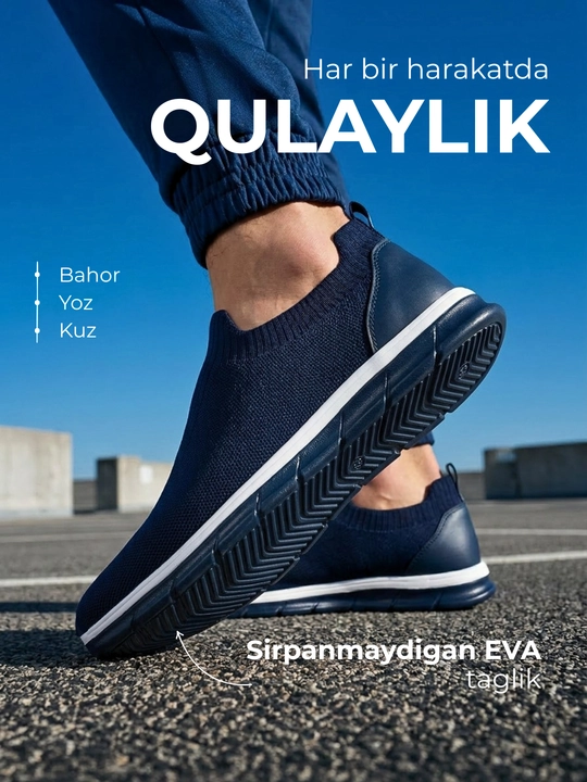 Erkaklar sliponi, bahorgi yozgi poyabzal, 39-43 o‘lchamlar