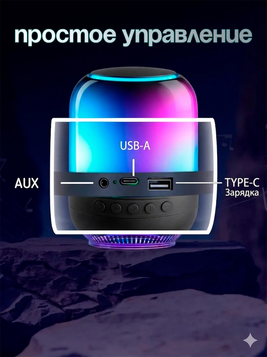 Bluetooth колонка с RGB подсветкой, беспроводная, мини акустика, музыкальный ночник