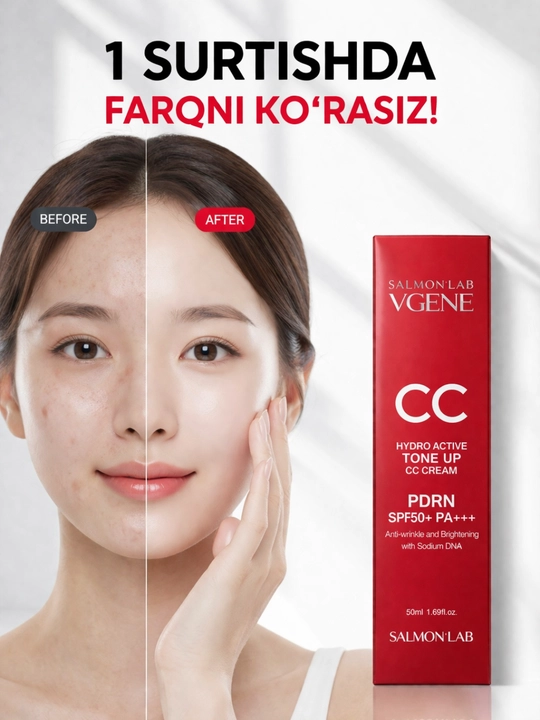 CC krem SPF50 tone up krem yuz uchun oqartiruvchi krem pdrn salmon lab